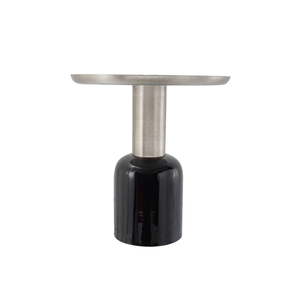 Tavolino da caffe' Art Deco 725 in metallo nero e argento