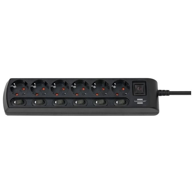 Brennenstuhl 1153110116 prolunghe e multiple 2 m 6 presa(e) AC Interno Nero