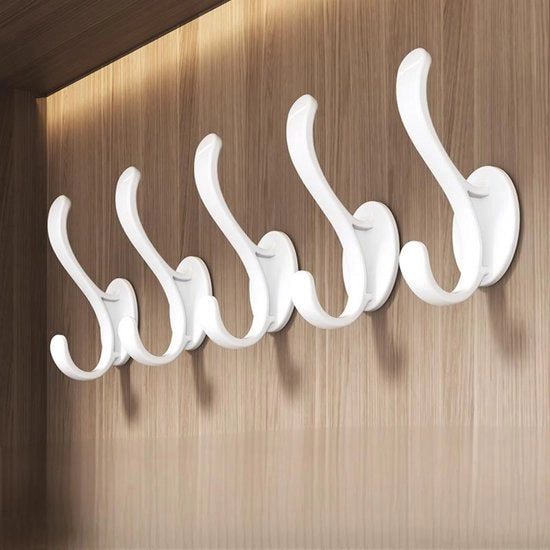 Hanger in plastica - 5 pezzi - 5*4,5*10,3 cm - Hanger per ripostiglio - Per l'appoggio di abiti, calze, ecc. - Solida e duratura - Senza bisogno di forare - Hanger per abiti e articoli di uso quotidiano - Hanger per articoli da bagno e sanitari