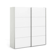 Guardaroba 2 ante Attilio, Mobile camera da letto, Cabina armadio portabiti, Armadio appendiabiti, 182x64 h202 cm, Bianco