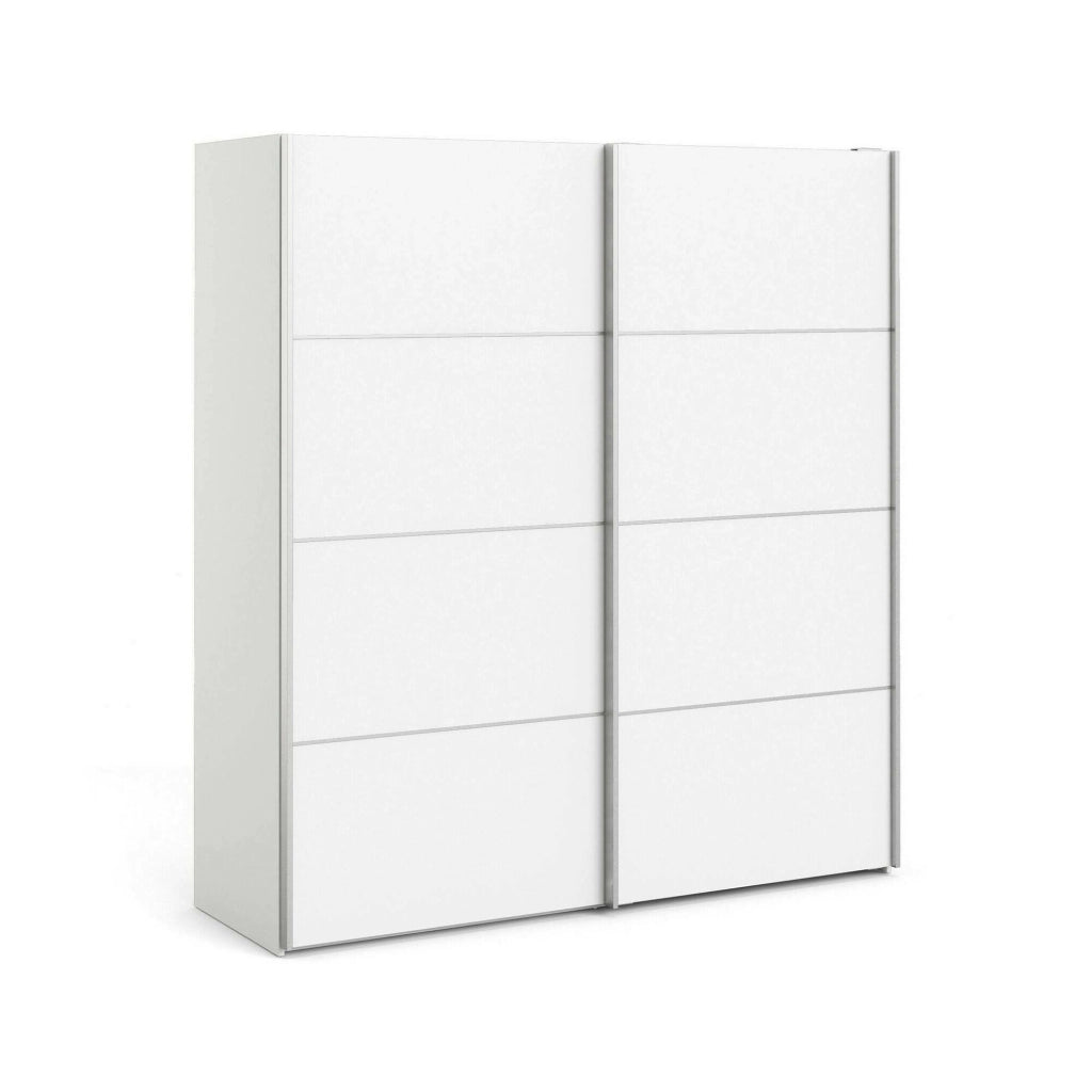 Guardaroba 2 ante Attilio, Mobile camera da letto, Cabina armadio portabiti, Armadio appendiabiti, 182x64 h202 cm, Bianco