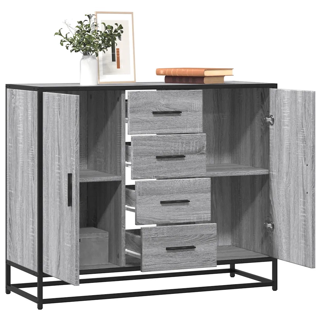 Credenza Grigio Sonoma 92x35x76 cm in Legno Multistrato