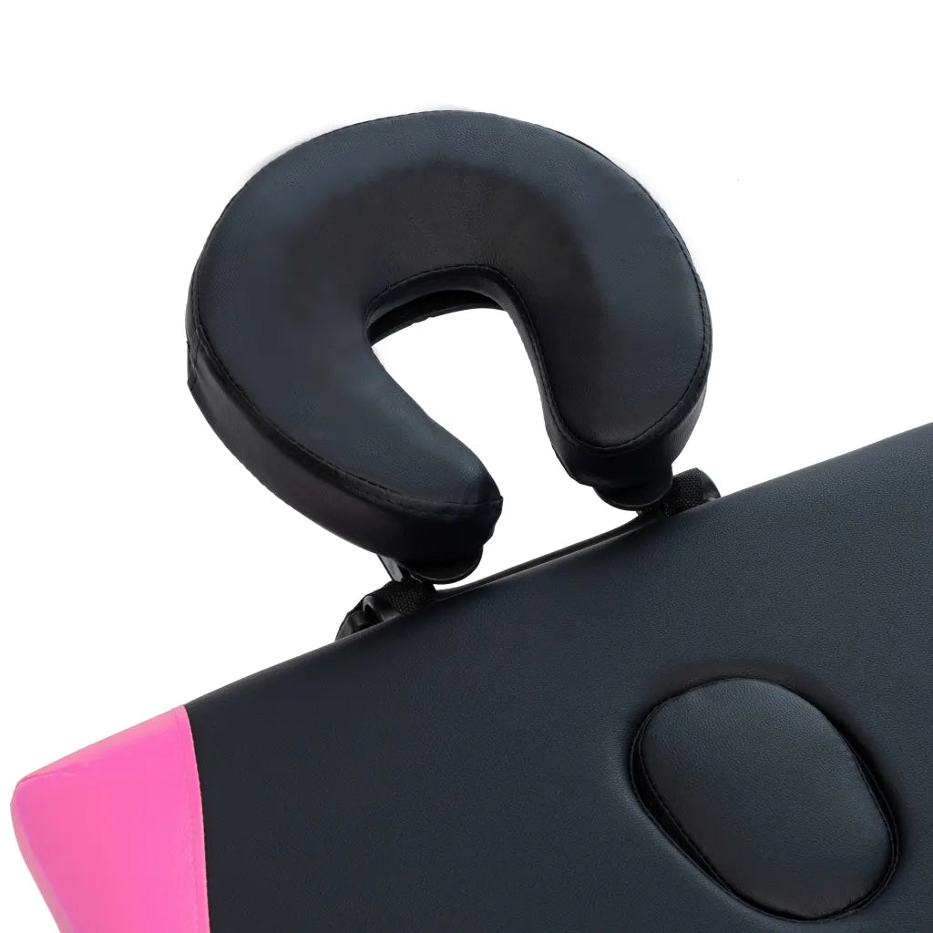 Lettino Massaggio Pieghevole 2 Zone in Alluminio Nero e Rosa 110232