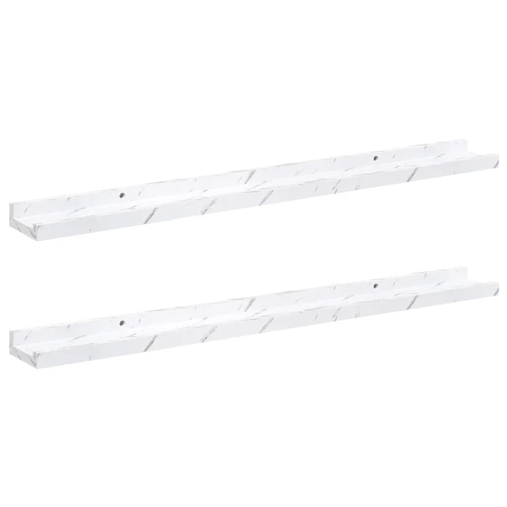 Scaffale da parete 2 pz Marmo Bianco 80 x 9 x 3 cm