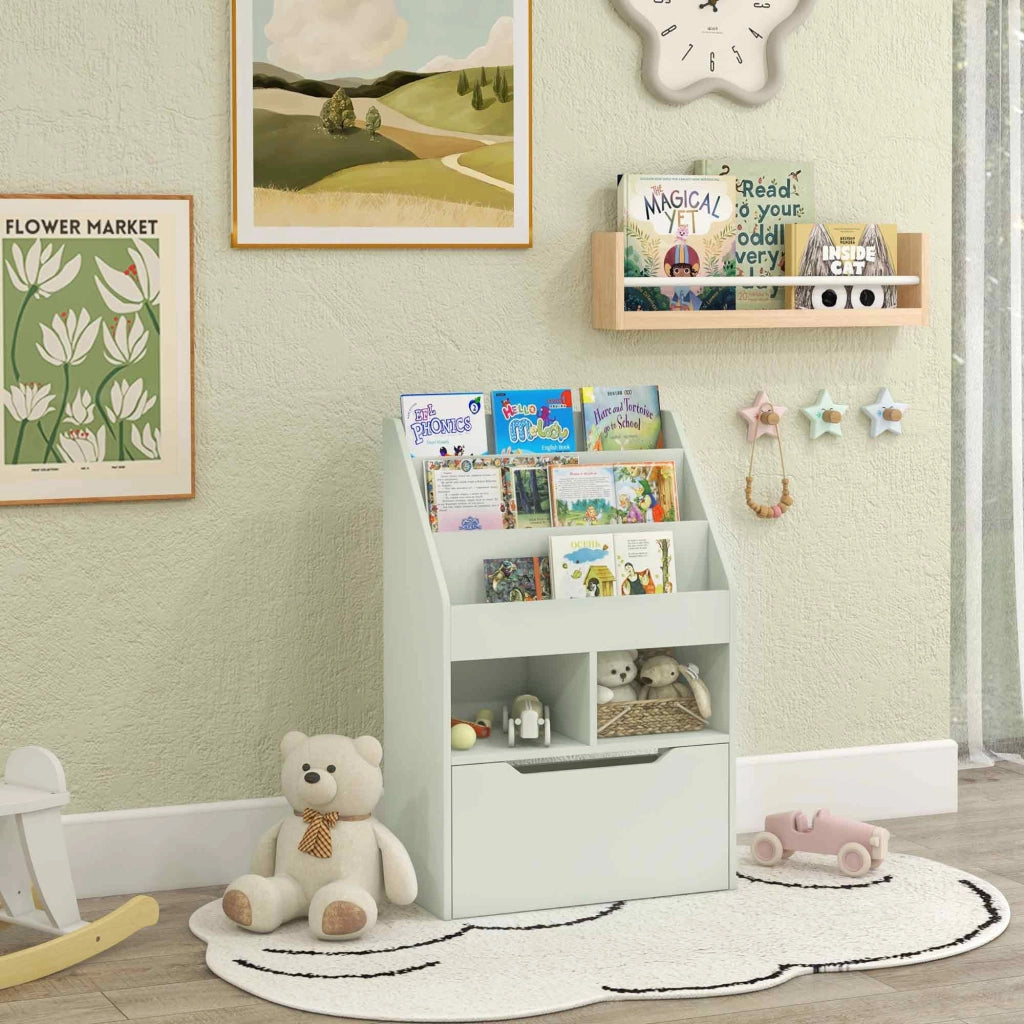 Libreria scaffale con cassetto ¨C zephmum ¨C legno multistrato verde 60x30x