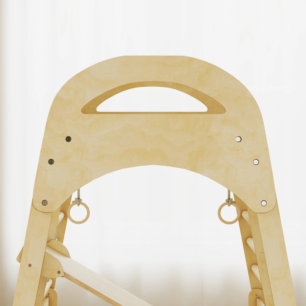 Casetta da gioco con scivolo, parete arrampicata e rete ¨C Minimal ¨C Legno naturale 90x90x140