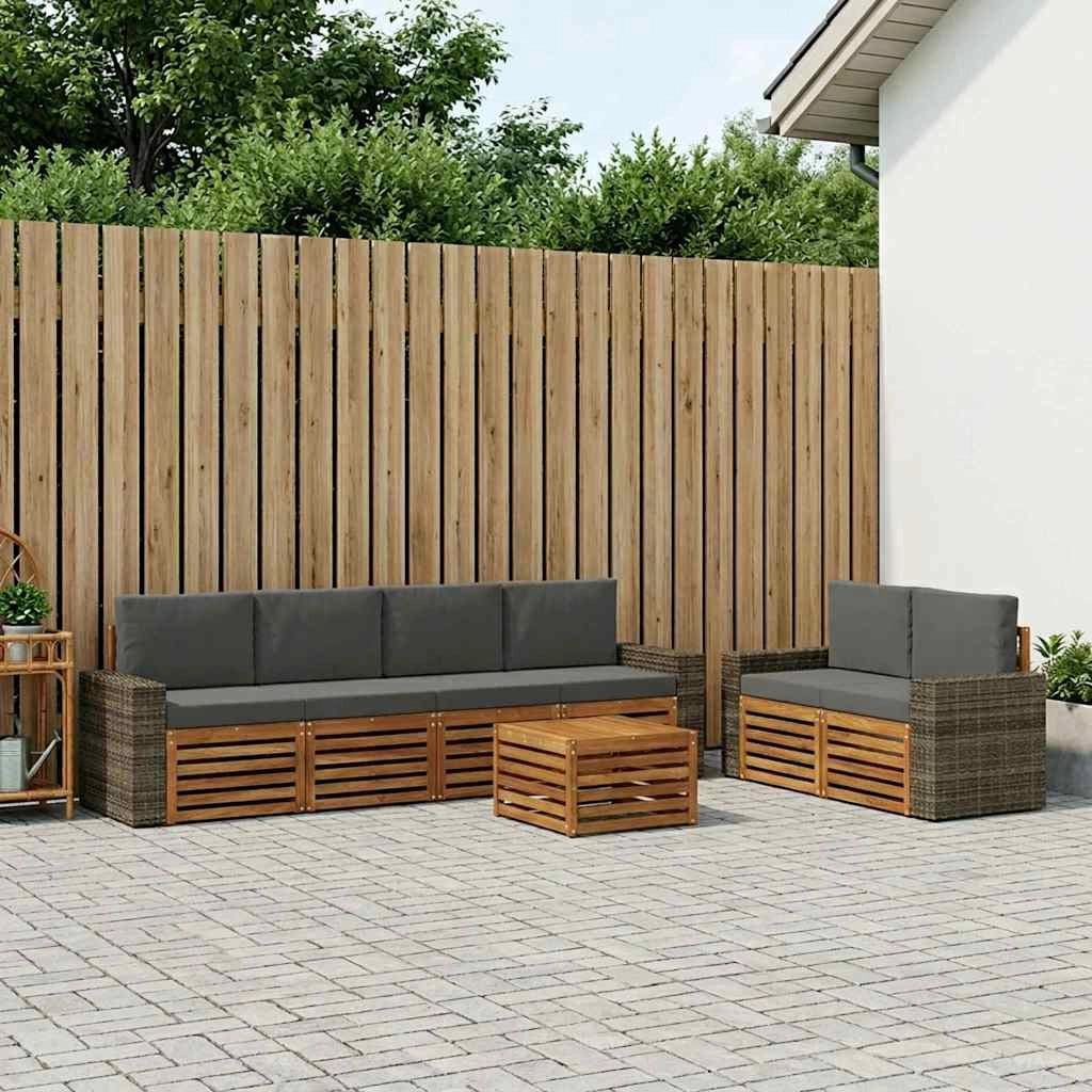 Set di divani da esterno 7 pz Naturale e Antracite 3384068