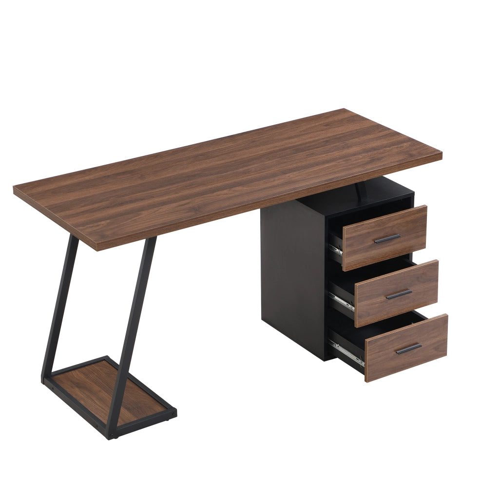 Scrivania con guida soft close e supporto CPU - per ufficio e studio - 135.5x58x75 cm - in MDF - marrone scuro