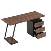 Scrivania con guida soft close e supporto CPU - per ufficio e studio - 135.5x58x75 cm - in MDF - marrone scuro
