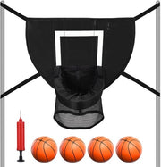 Accessori per trampolino indoor - 4 palloni da basket - Kit di accessori - Protezione solare - Pompa - Materiale PVC di alta qualità e rete Oxford - Casco da basket