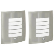 Set di 2 moderne lampade da parete per esterni con sensore di movimento 23,5 x 9 x 26 cm acciaio inox argento 02_0056518