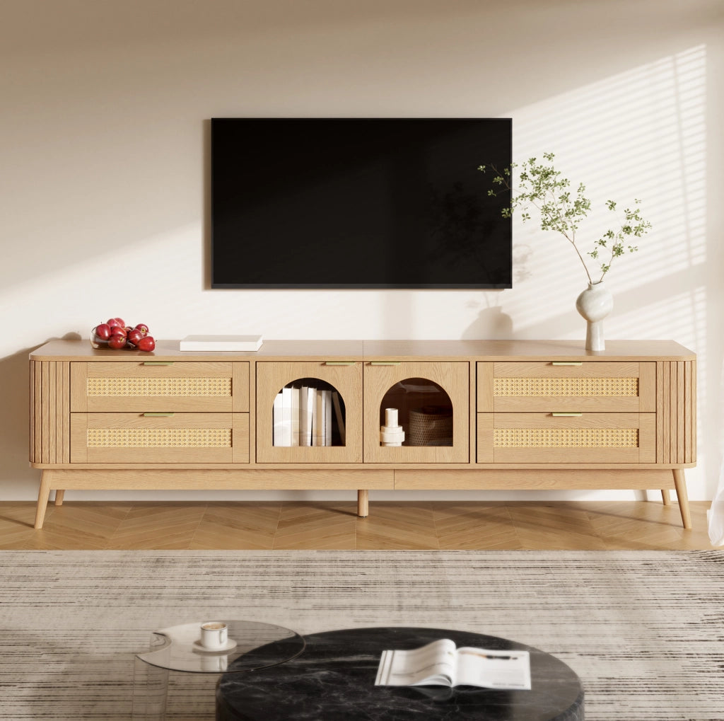 Mobile TV 180x40x50 cm con LED da app; pannello truciolare; naturale