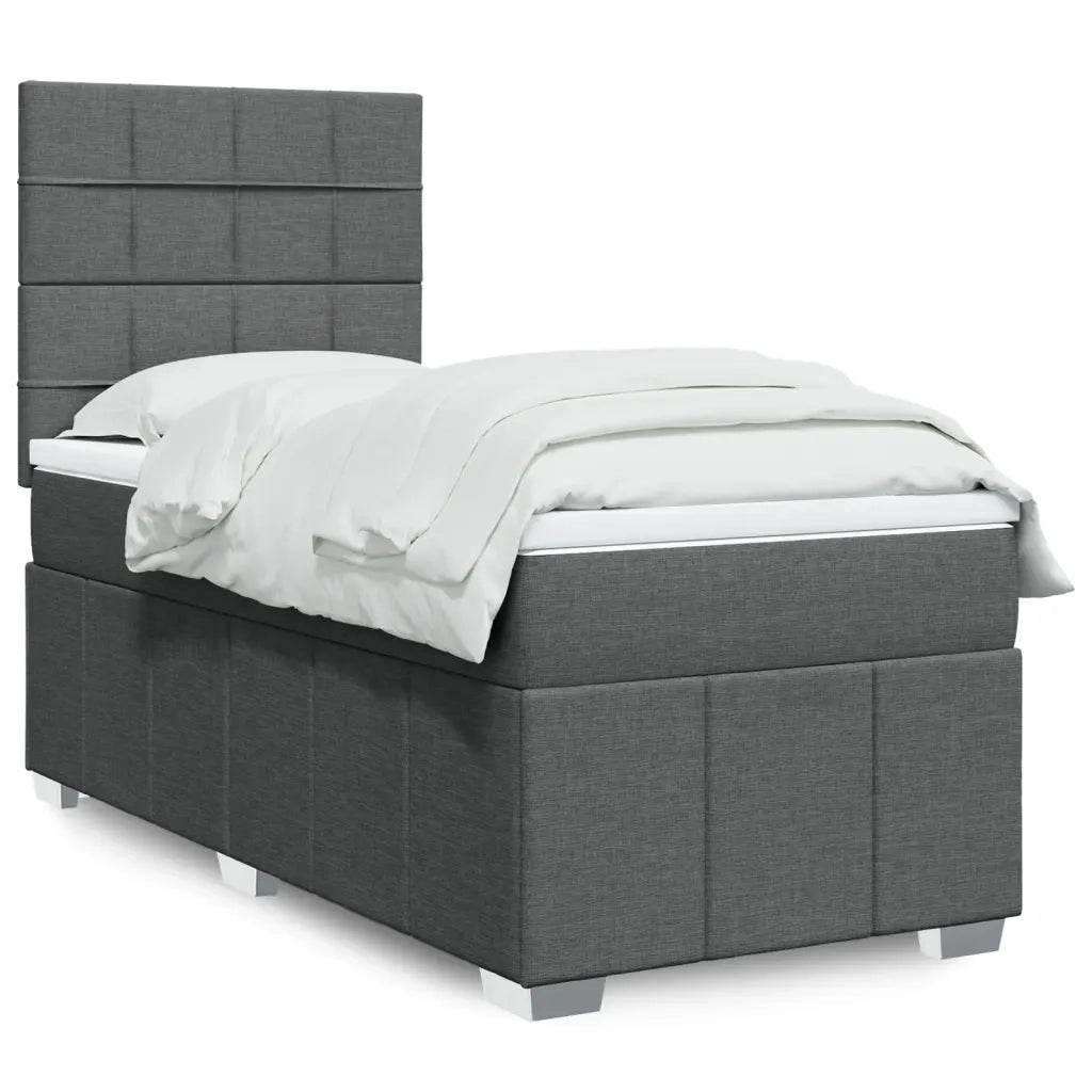 Giroletto a Molle con Materasso Grigio Scuro 100x200 cm Tessuto