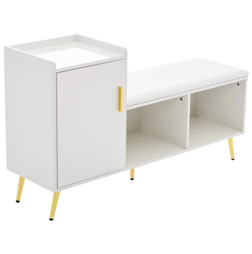Mobile portascarpe bianco lucido con panca imbottita 120 cm