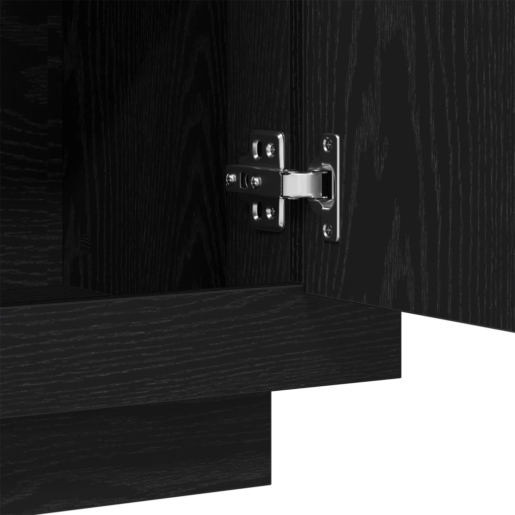 Sideboard Nero Rovere 80x40x75 cm Legno Ingegnerizzato