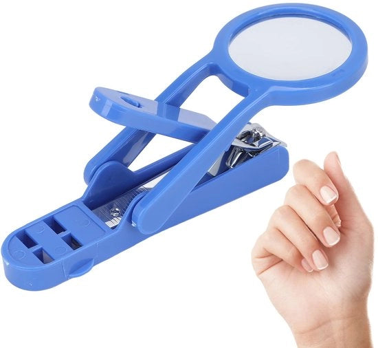 Tagliaunghie con Lente di Ingrandimento - Tagliaunghie per Fingernageli/Unghie dei Piedi - In Acciaio Inossidabile - Utile per Anziani - Dimensioni Compresse 13 x 1,7 cm - Cura delle Unghie