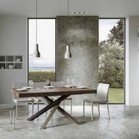 Tavolo allungabile 200/304x90 cm Volantis Premium colore noce gambe multicolore 4/C