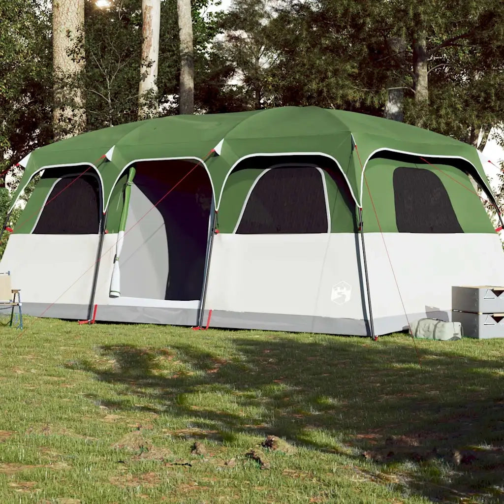 Tenda Familiare a Cabina per 10 Persone Verde Impermeabile 94539