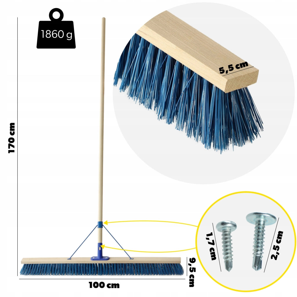 Scopa universale KADAX per strade e giardino, 100 cm, con manico.