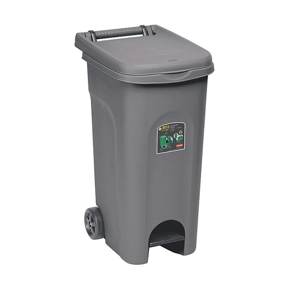 BIDONE URBAN ECO SYSTEM CON PEDALE LT.80- - cm.51x40x79,5h. - grigio polvere - 1 pezzi STEFANPLAST