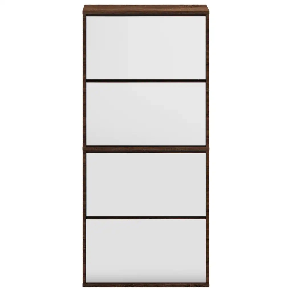 Scarpiera con Specchio a 4 Livelli Rovere Marrone 63x17x134 cm