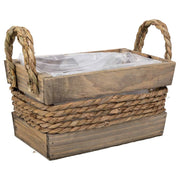 Cesto in legno e corda con manici marroni 25x15x13h