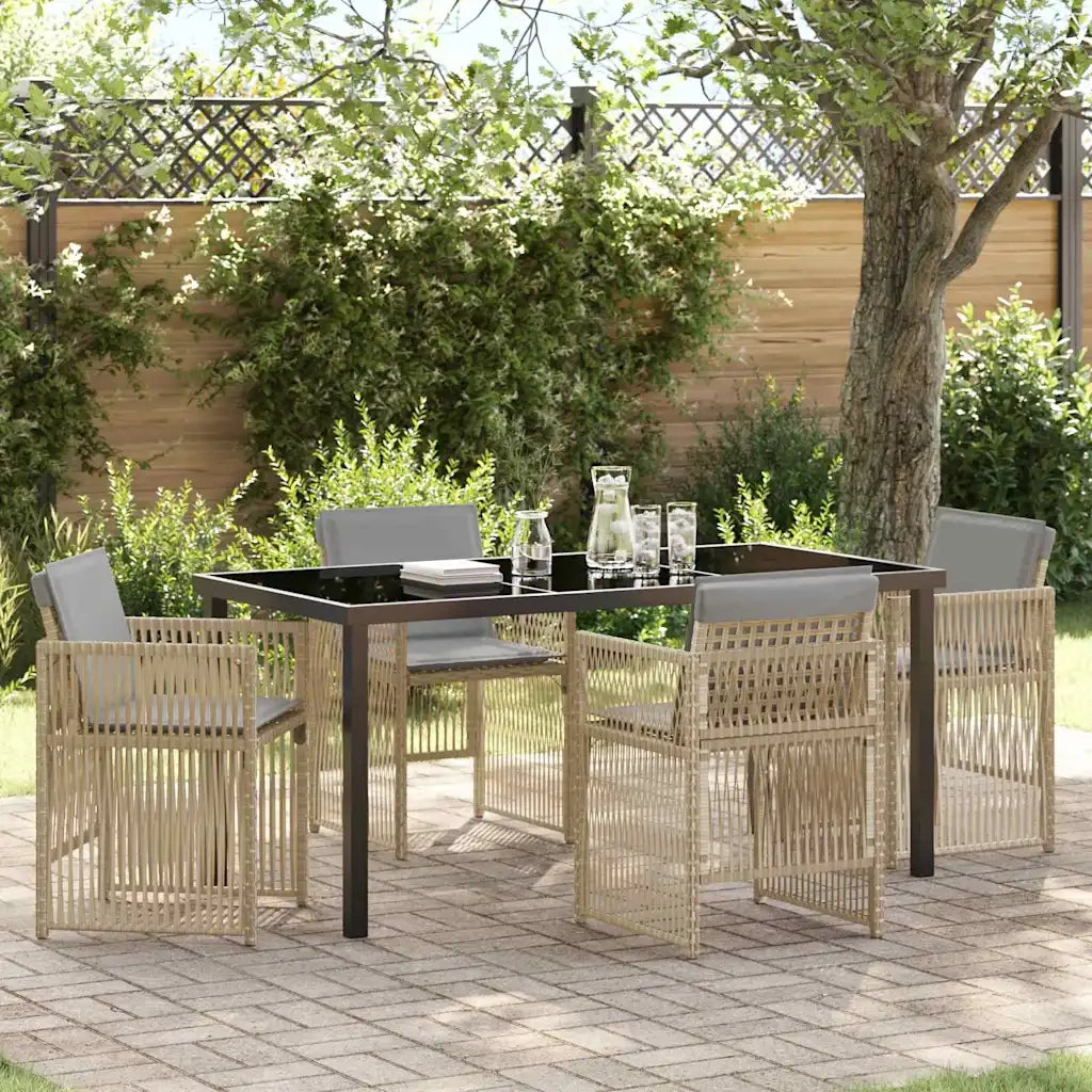 Set da Pranzo per Giardino 5 pz | Set Salotto da Giardino Beige