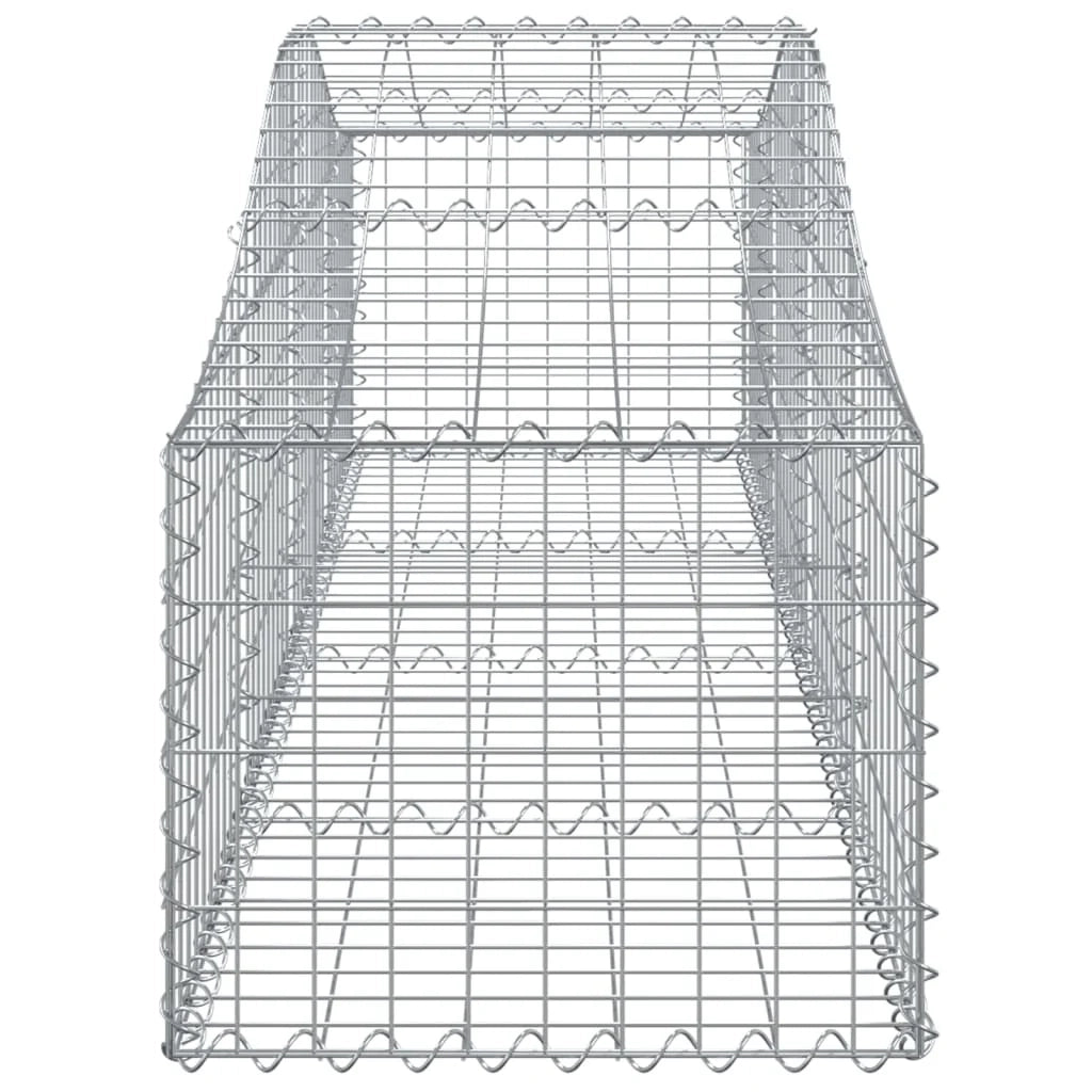 Cestini gabbioni recinzione a gabbia muro di contenimento ad arco 11 pezzi 200 x 50 x 40/60 cm ferro zincato argento 02_0040332