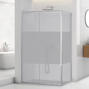Box doccia angolare 80x130 in vetro temperato serigrafato scorrevole con profili cromo Tay