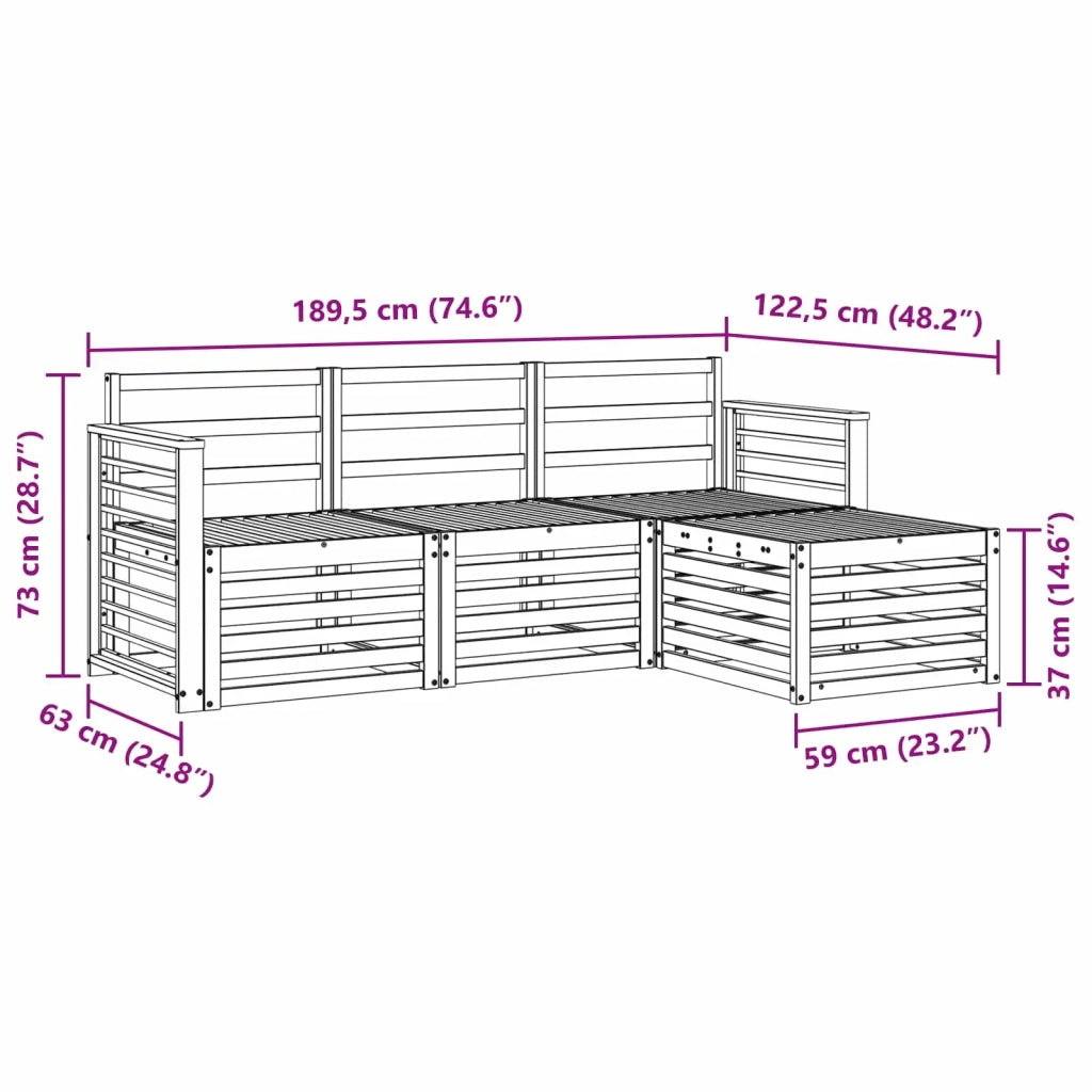 Set di divani da esterno 4 pcs Bianco Legno di Acacia Massello 3391644