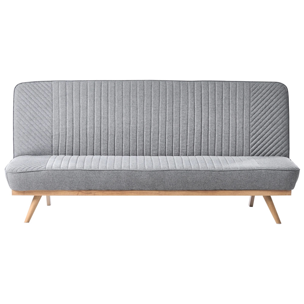 Divano letto Grigio Rivestimento in tessuto Gambe in metallo 2 posti Seduta con schienale imbottito Design moderno Senza braccioli