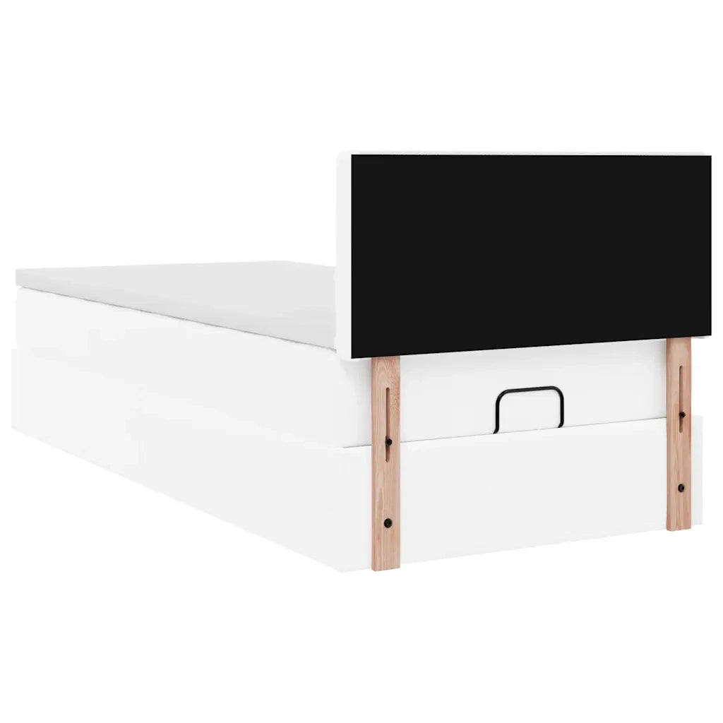 vidaXL Struttura Letto Pouf con Materasso 90x200 cm Similpelle