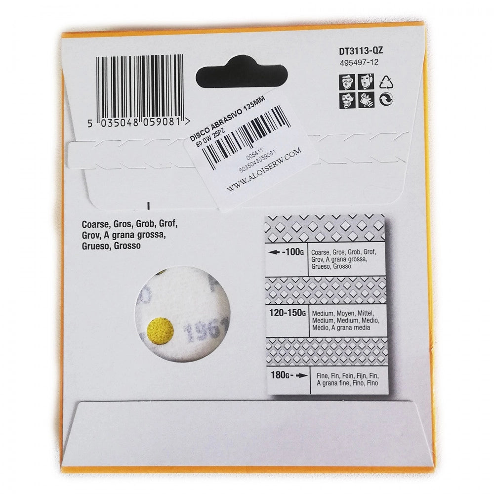 Dewalt 25pz da 125mm disco abrasivo per levigatrice con velcro, grana 40