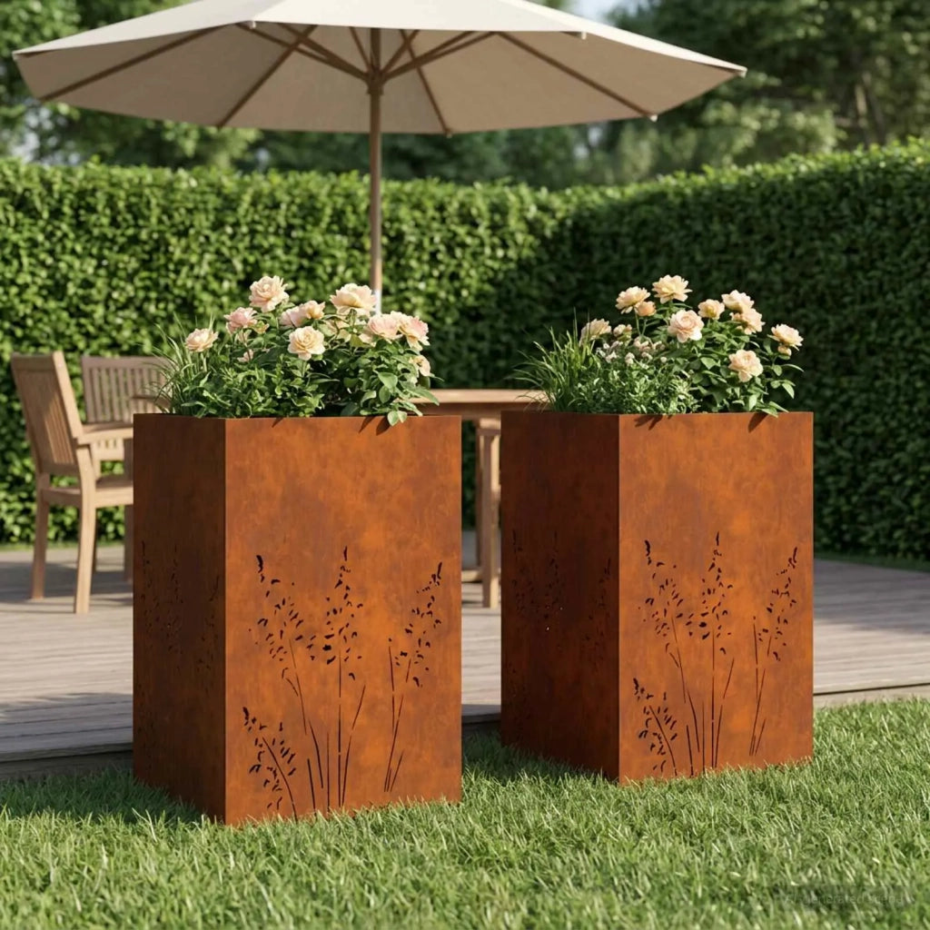 Vaso da giardino 2 pz Ruggine 50 x 50 x 75 cm Acciaio Corten 8005777