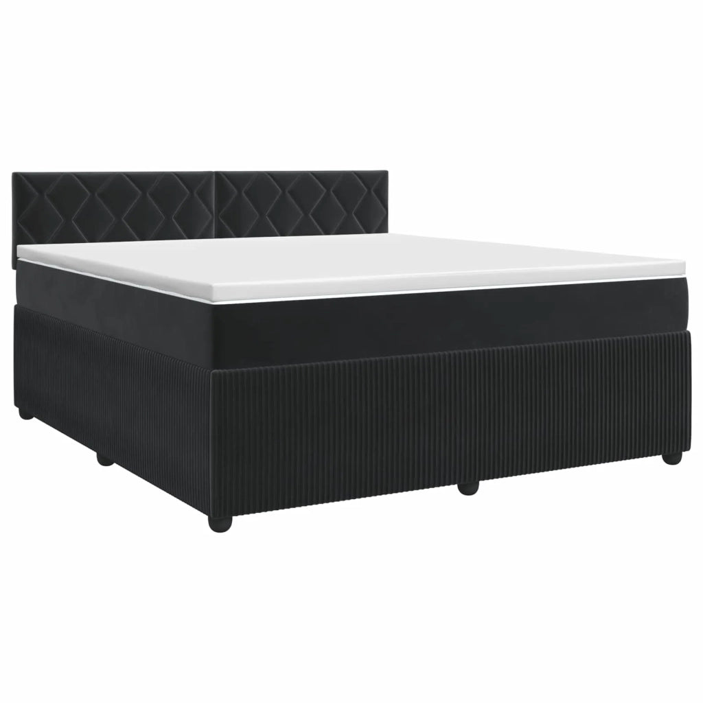 Letto box spring con materasso Nero 140 x 200 cm Velluto 3451699