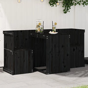Set da Balcone a 2 Posti Nero in Legno Massello di Pino 825062
