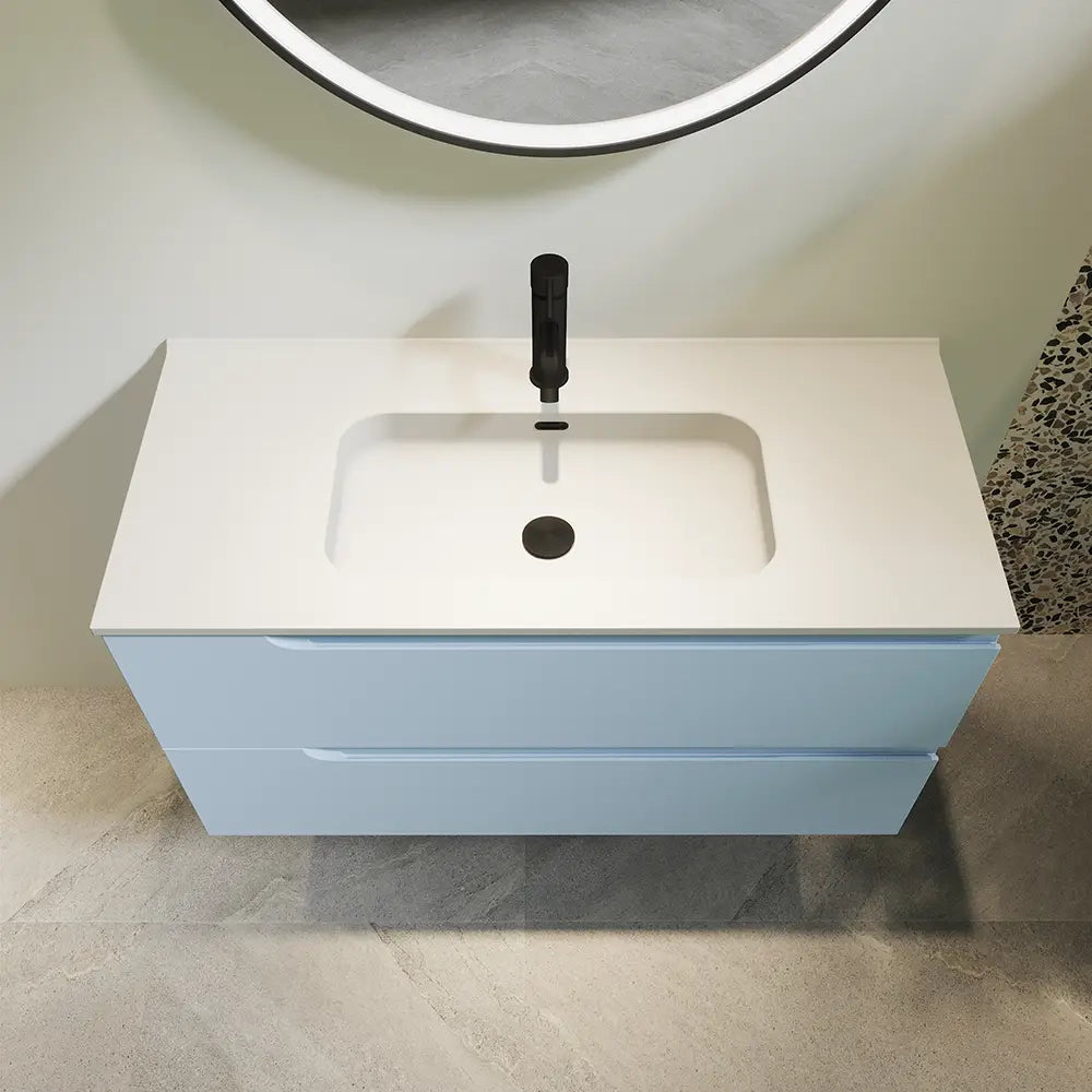 Mobile bagno sospeso 70 cm due cassetti color carta da zucchero con lavabo  | Moor