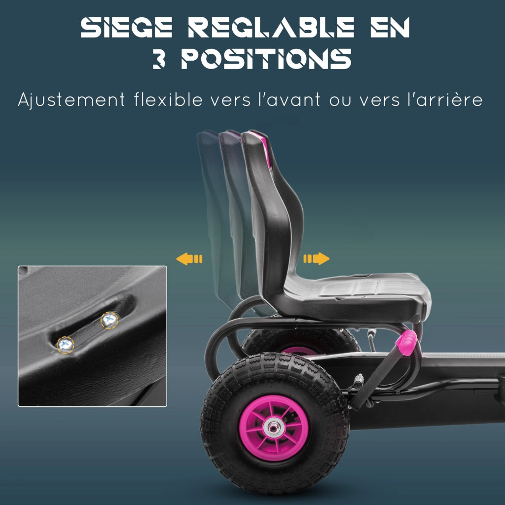 Kart a pedali per bambini ¨C zephmum ¨C rosa nero regolabile