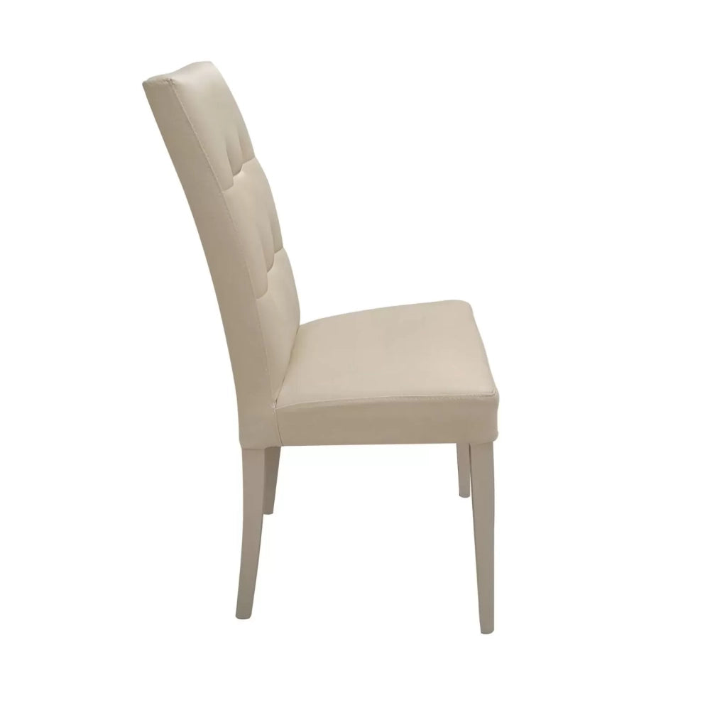 Set 2 sedie moderne legno ecopelle imbottita beige con bottoni (901) - Mobili 2G