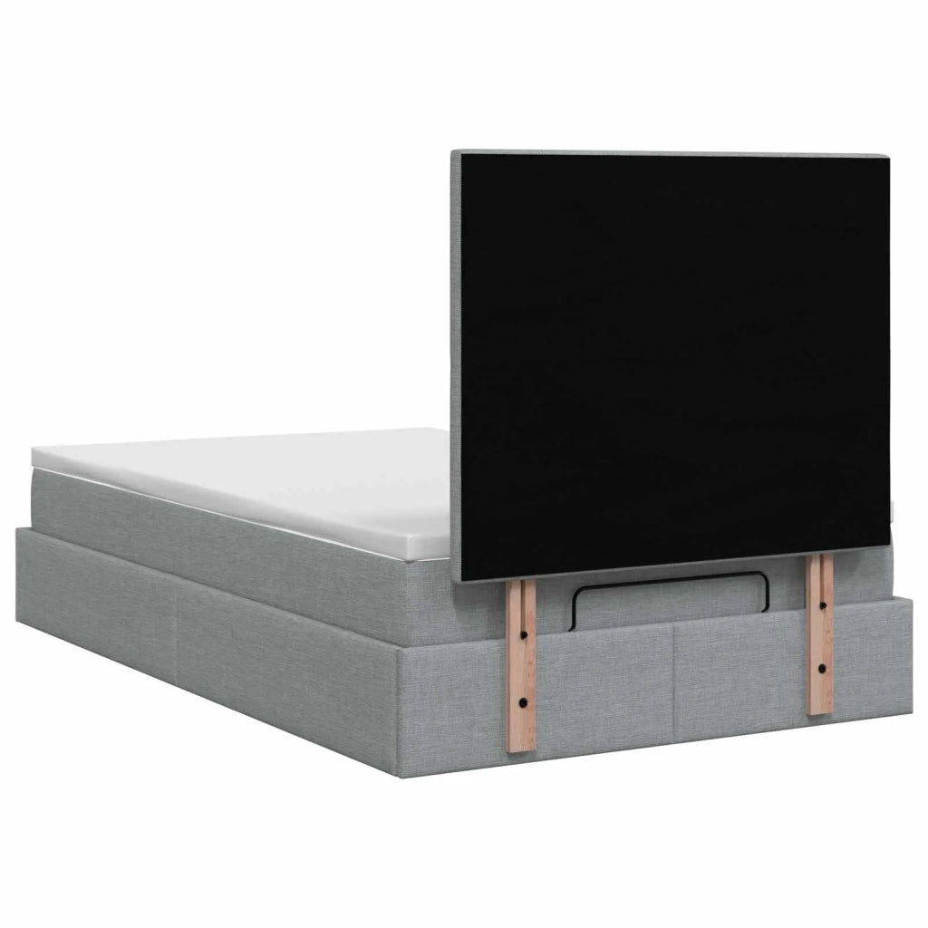 Letto ottomano con materasso Grigio Chiaro 120 x 190 cm Tessuto 3457473