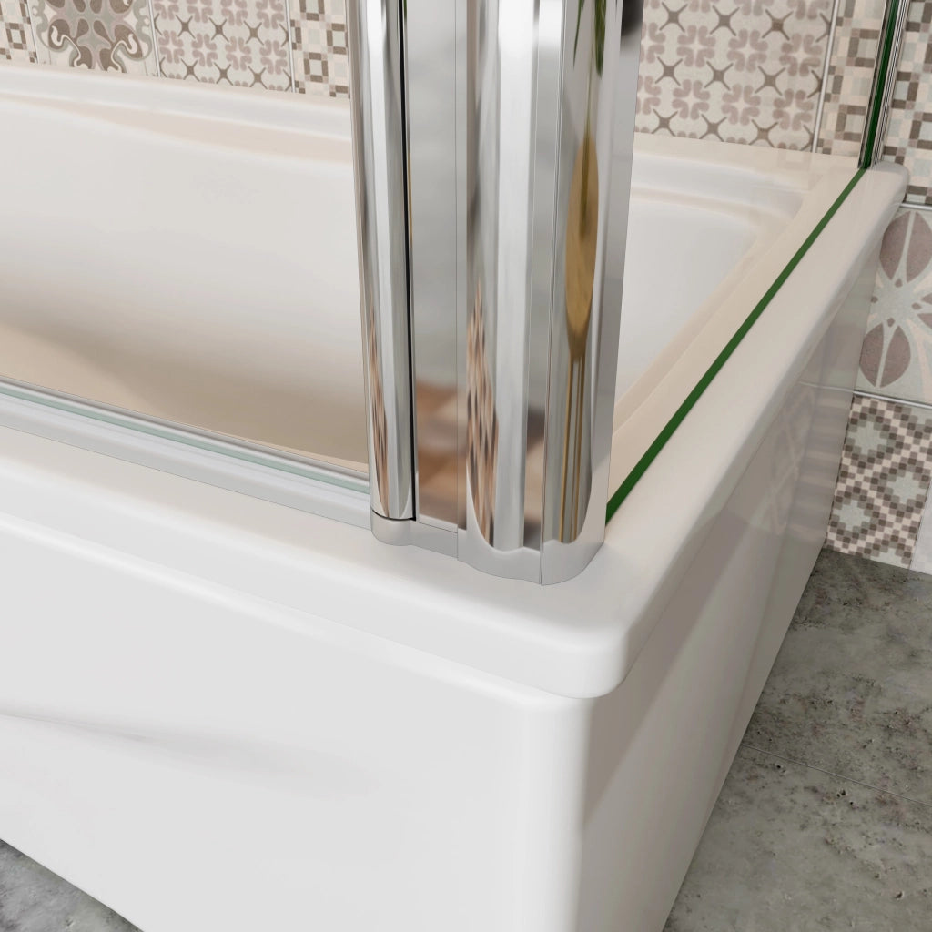 H.140 cm Sopravasca da Bagno Doccia con Parete Fissa 90x75 cm Due Ante Pieghevoli a Libro Vetro Temperato Trasparente 6 mm Anticalcare Cromo Lucido