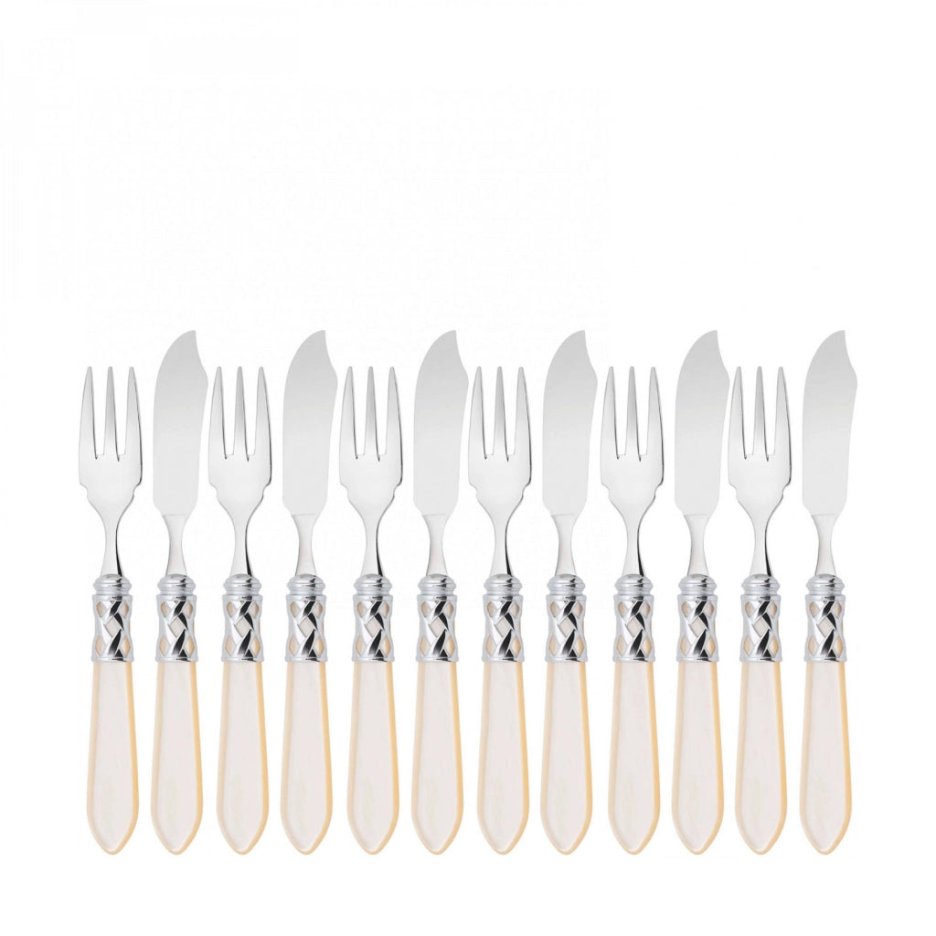 ALADDIN Ghiera Cromata, Posate Set 12 pz Pesce, Scatola Gallery,
