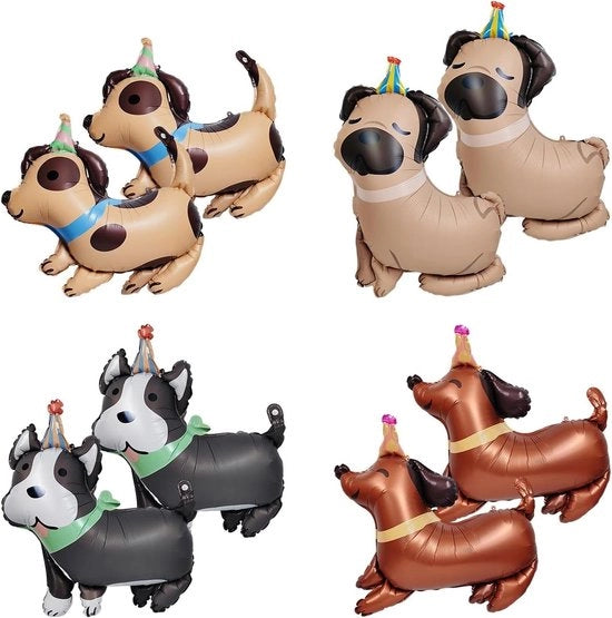Set di 8 palloni per cani in forma di animale - decorazione creativa per feste con palloncini in alluminio.