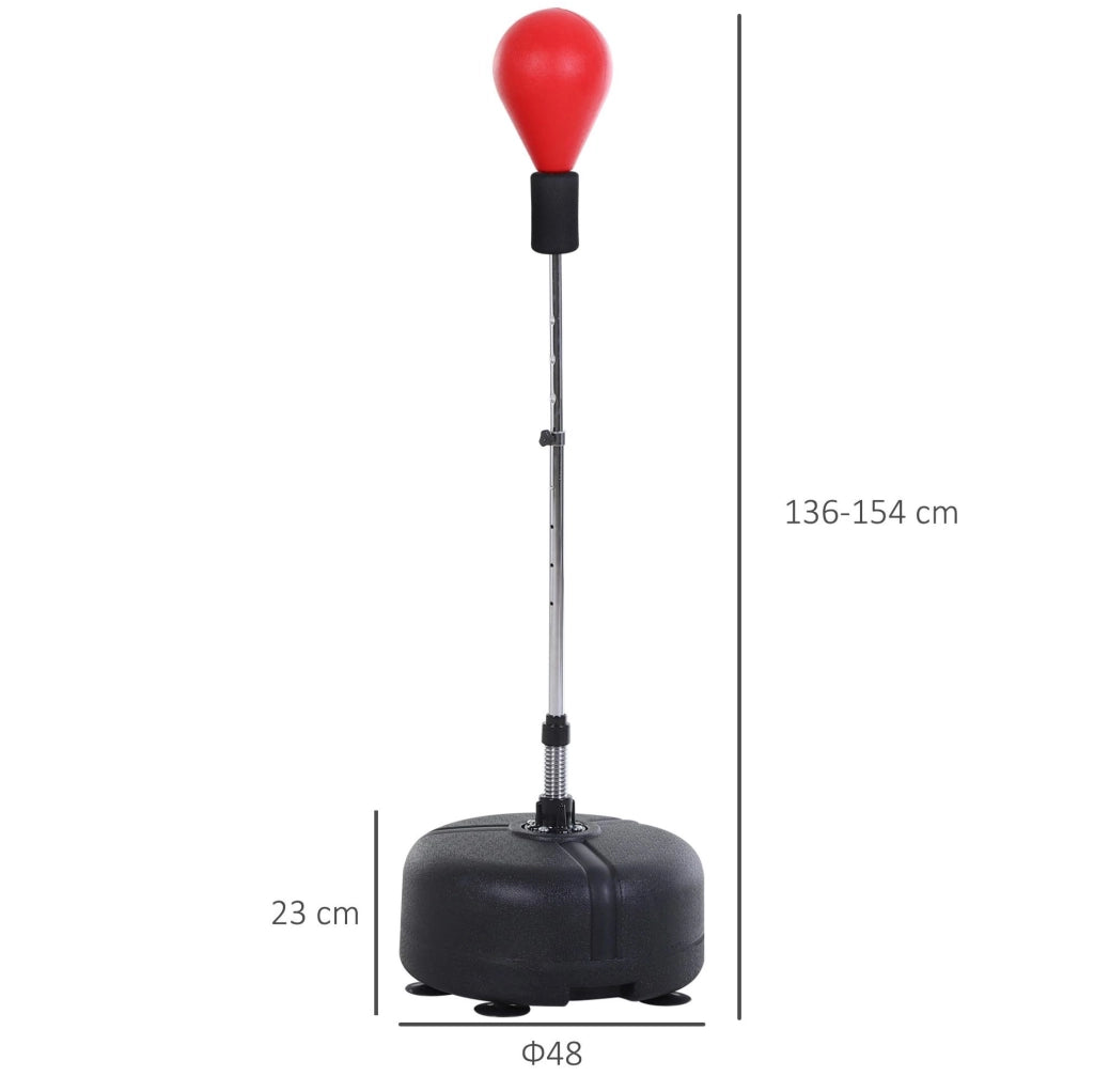 Punchingball con supporto regolabile in altezza 136-154 cm, con guantoni da boxe, rosso