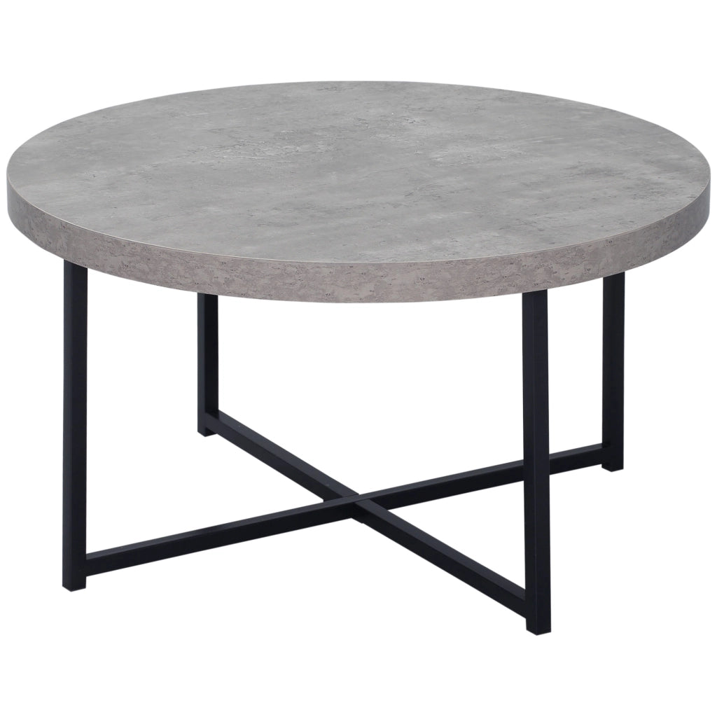 Tavolino da caff¨¨ rotondo effetto cemento in legno e metallo ¨C zephmum ¨C ?80x45 cm