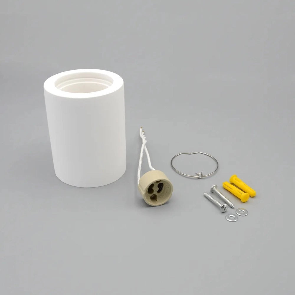 Trade Shop - Porta Faretto Lampada Soffitto Gu10 Cilindro In Gesso H90mm Verniciabile Gs-c90-t -
