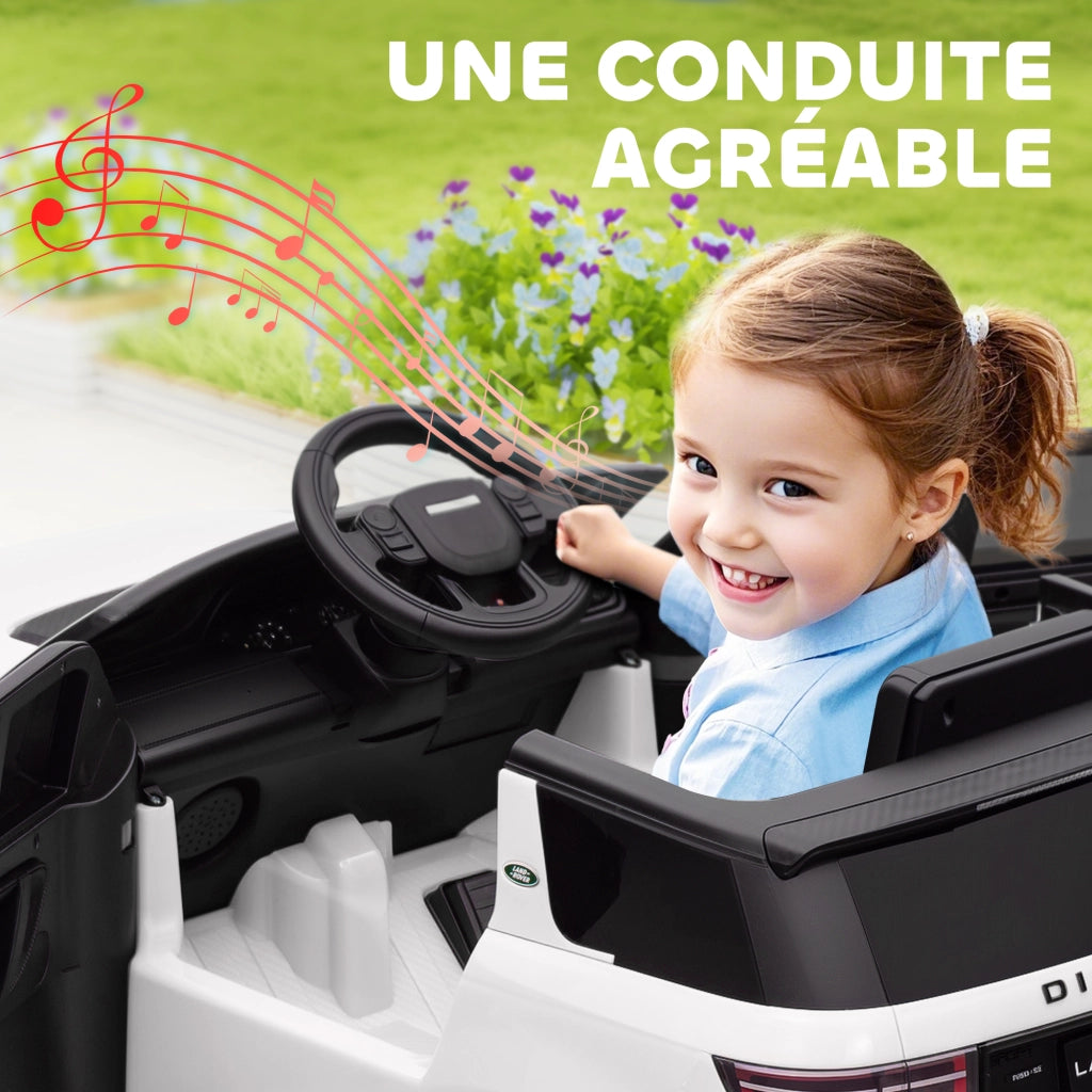 Auto elettrica per bambini Land Rover Discovery Sport ¨C zephmum ¨C Bianco, LED, telecomando, 12V