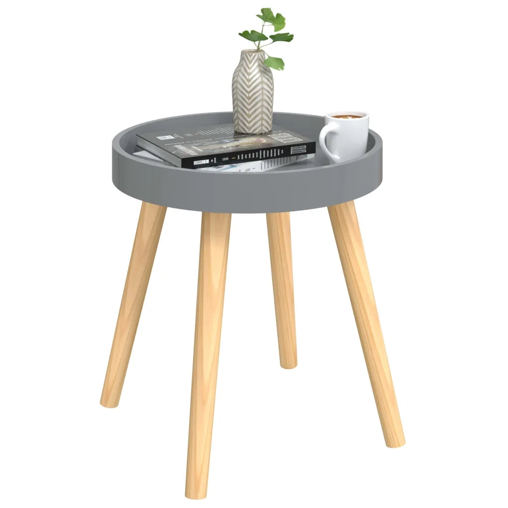 Tavolino Grigio 38x38x40cm Legno Multistrato e Massello di Pino cod mxl 16729