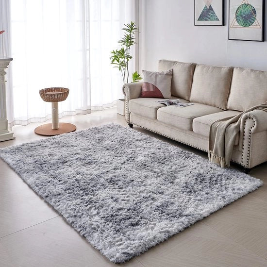 Tapijt Moderno Pluizig per Woonkamer, Soglia Alta, Stile Gangloper, Colori Vari, Telaio Batik per Decorazione di Casa, Dimensioni 120 x 160 cm
