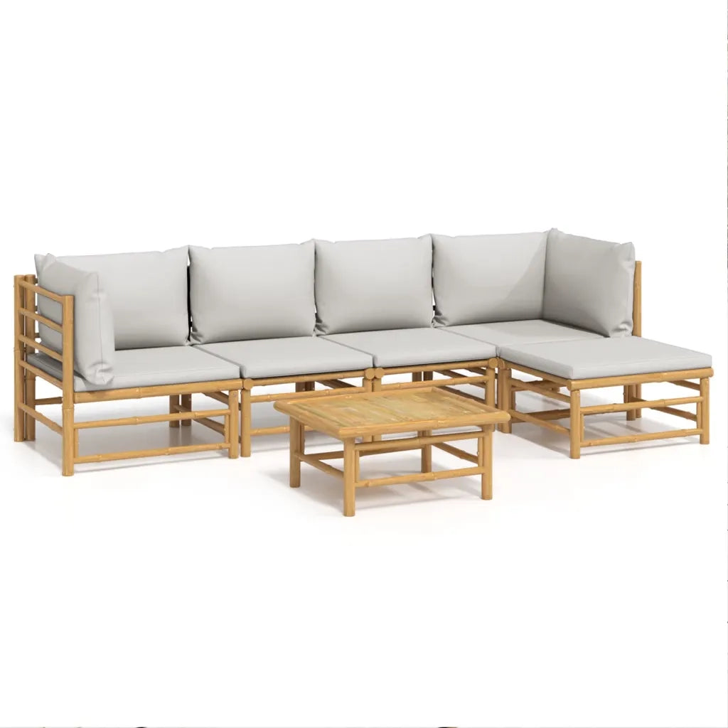 Set Salotto da Giardino 6pz con Cuscini Grigio Chiaro BambÃ¹cod mxl 124241